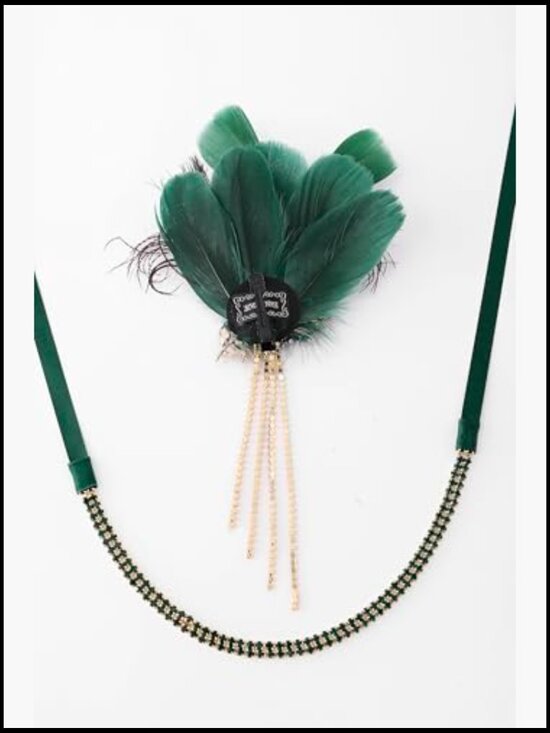 Feather Headpiece 1920s Flapper Headband Great Gatsby Crystal Hair Accessory